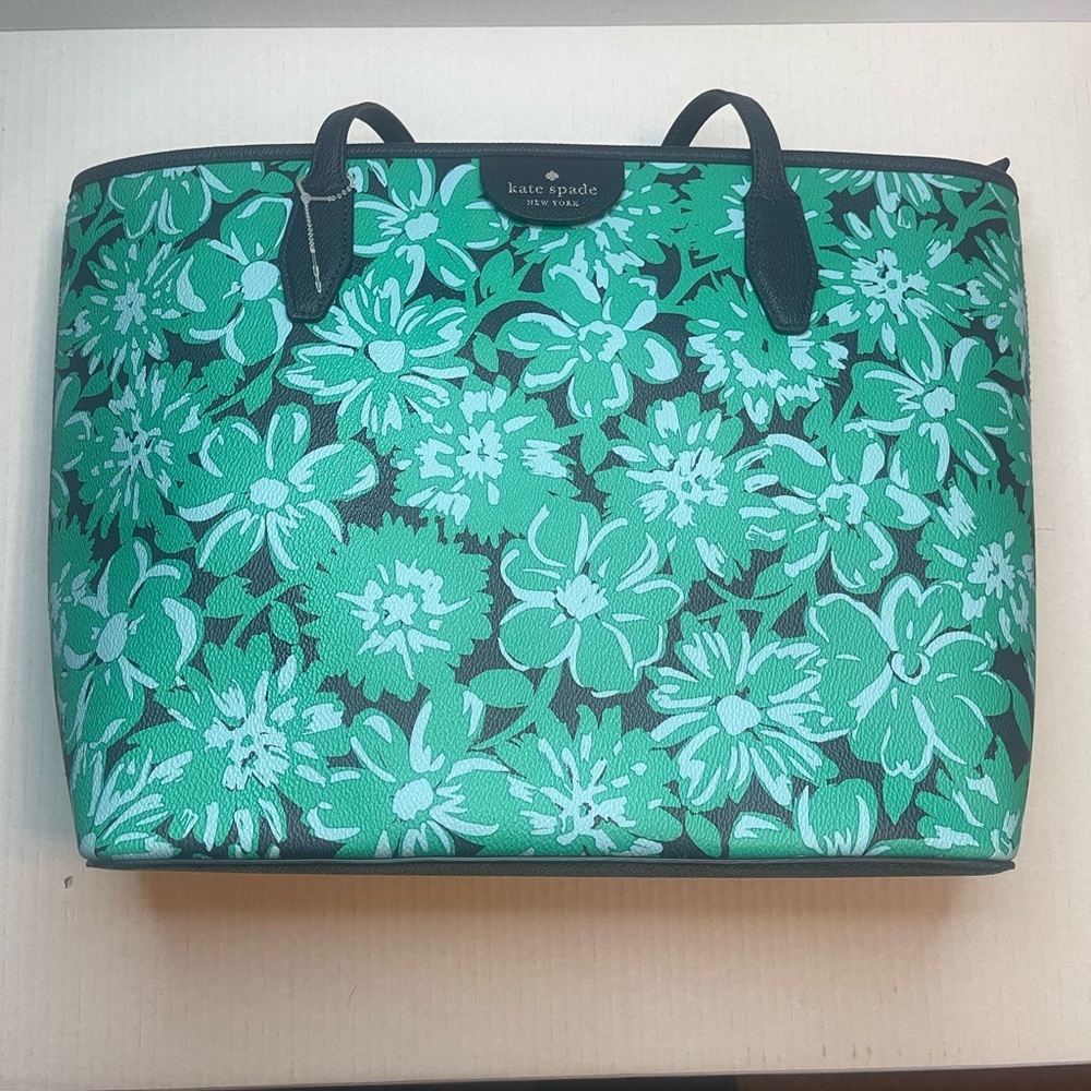 Kate Spade Green Floral Tote Bag